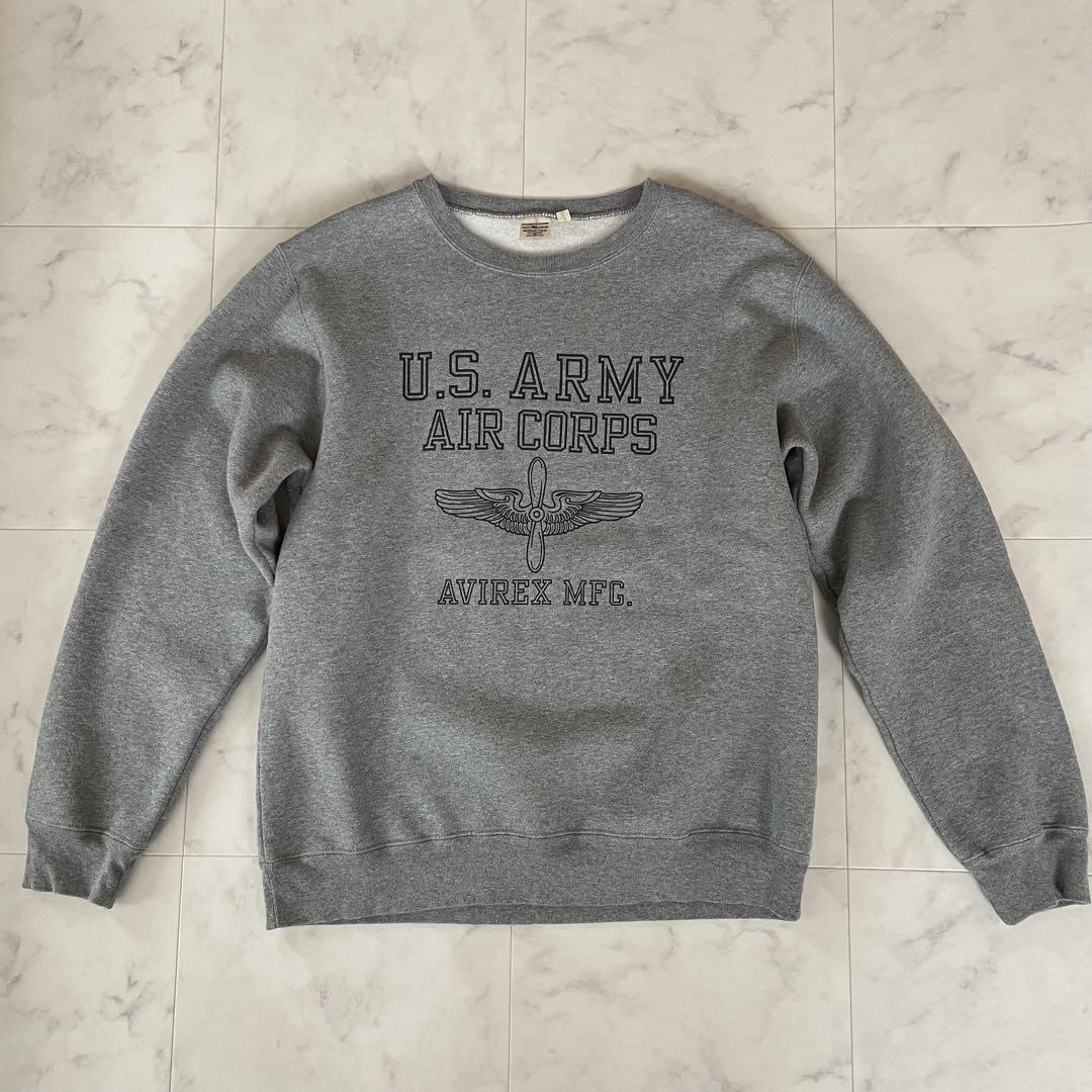 【美品】AVIREX U.S.A. メンズ トレーナー XLサイズ グレー