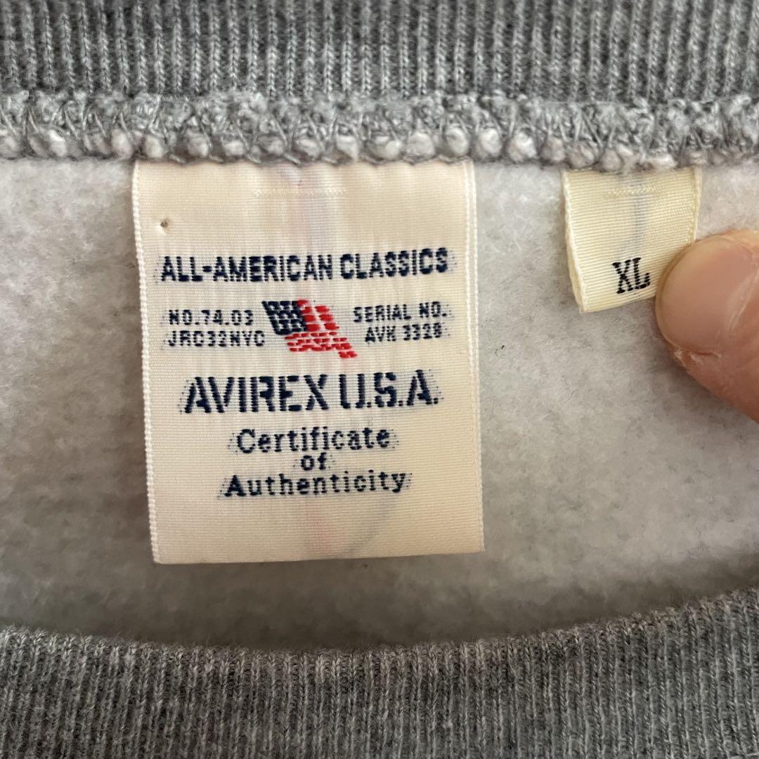 【美品】AVIREX U.S.A. メンズ トレーナー XLサイズ グレー