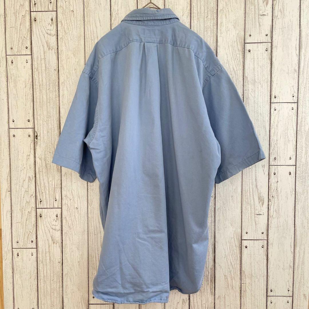 90s ラルフローレン メンズ 半袖 シャツ Lサイズ ブルー