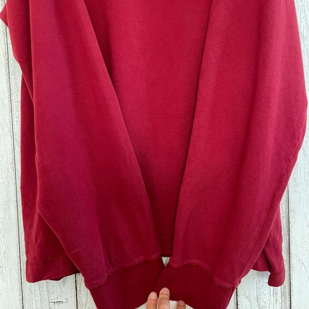 【美品】ティンバーランド メンズ ロングTシャツ デカロゴ Lサイズ レッド