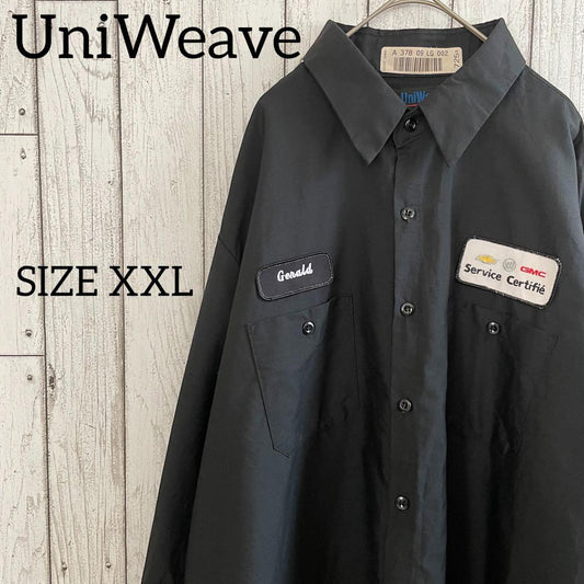 【美品】古着 UniWeave 長袖ワークシャツXXLサイズ ブラック