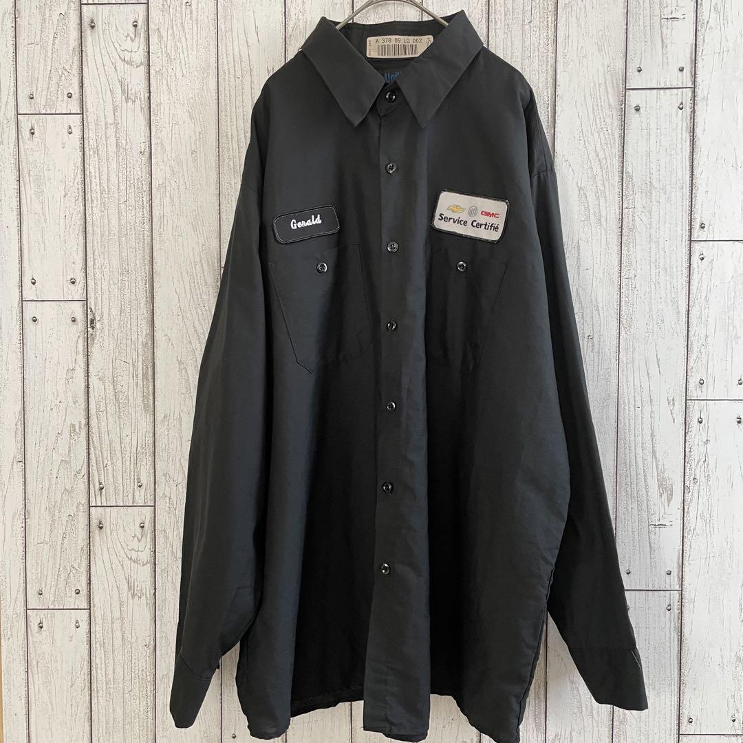【美品】古着 UniWeave 長袖ワークシャツXXLサイズ ブラック