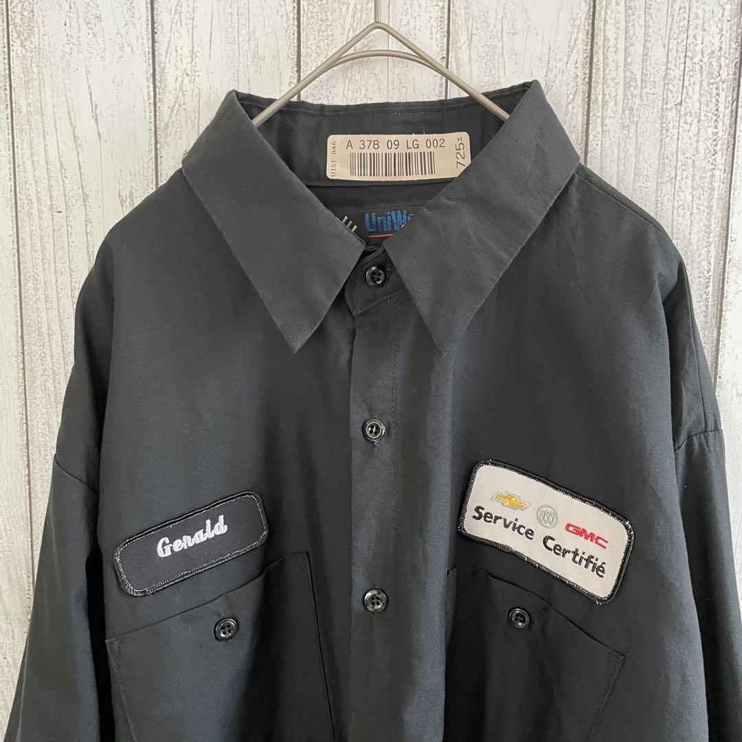 【美品】古着 UniWeave 長袖ワークシャツXXLサイズ ブラック