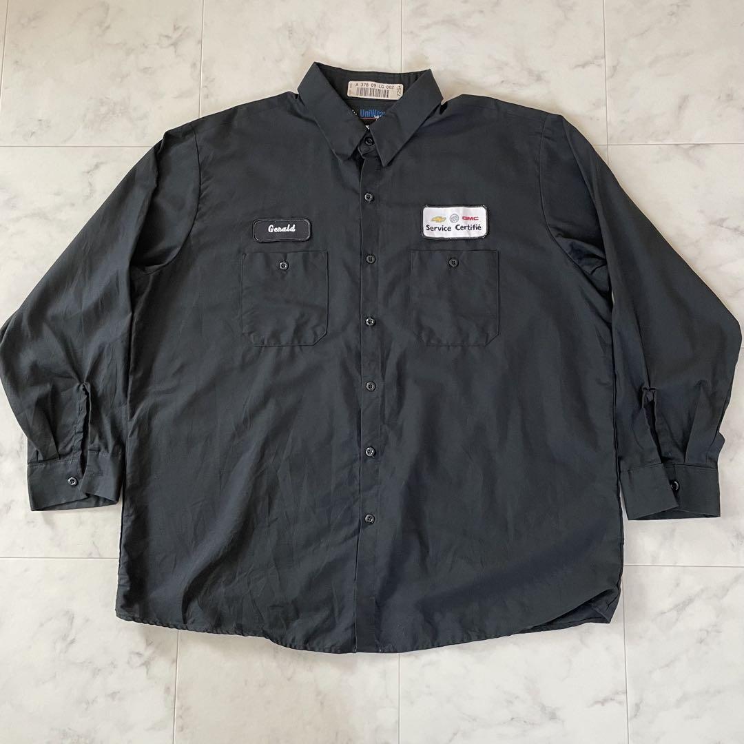 【美品】古着 UniWeave 長袖ワークシャツXXLサイズ ブラック