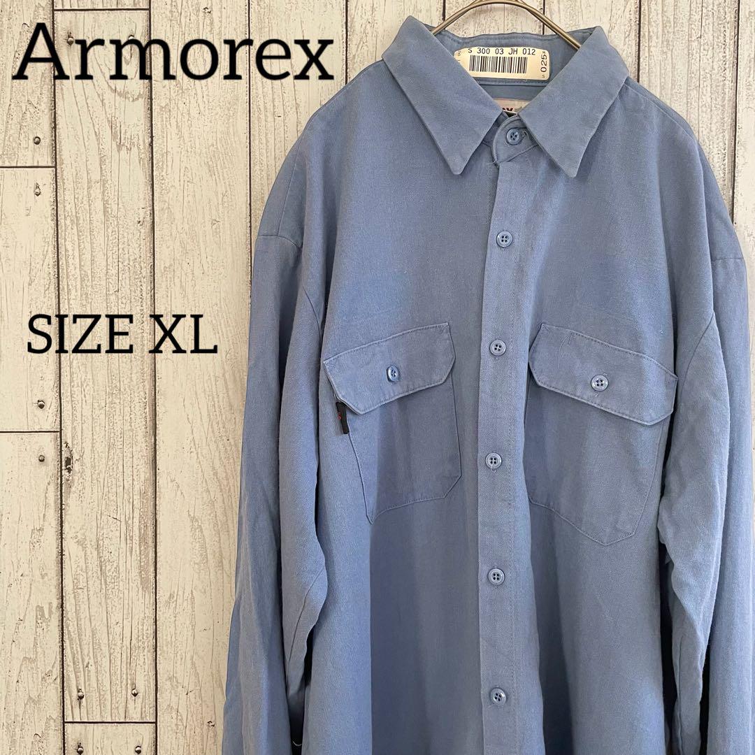 Armorex メンズ 長袖ワークシャツ XLサイズ ブルー