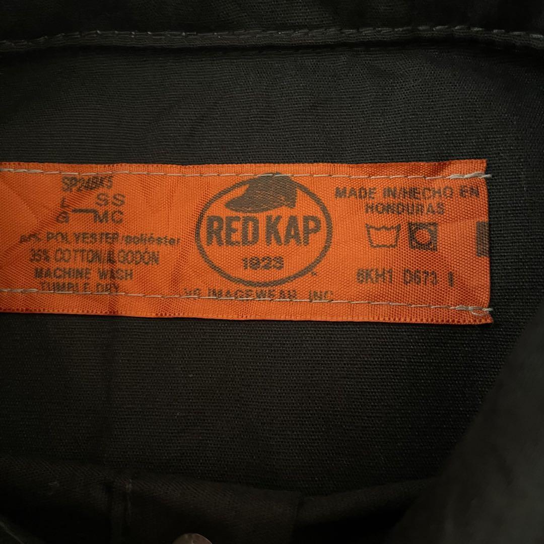 【美品】古着 RED KAP バックプリント 半袖ワークシャツ L ブラック