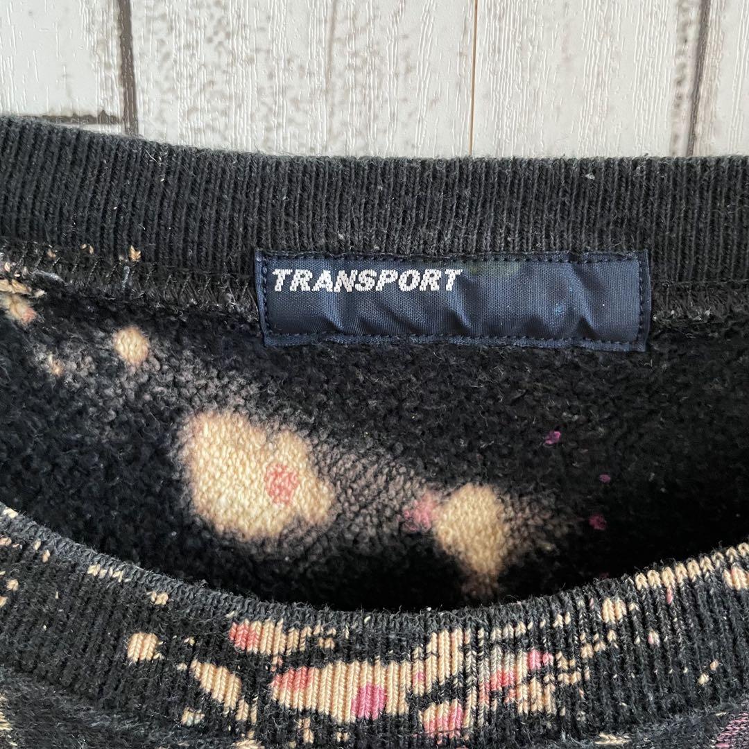 【美品】TRANSPORT メンズ トレーナー ブラック ペイント柄