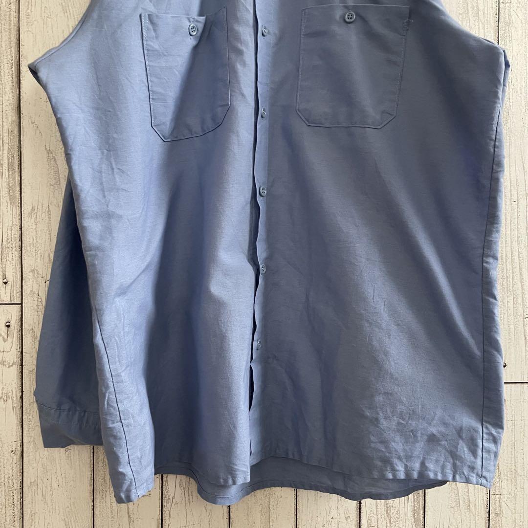 GK メンズ 長袖ワークシャツ Lサイズ ブルー