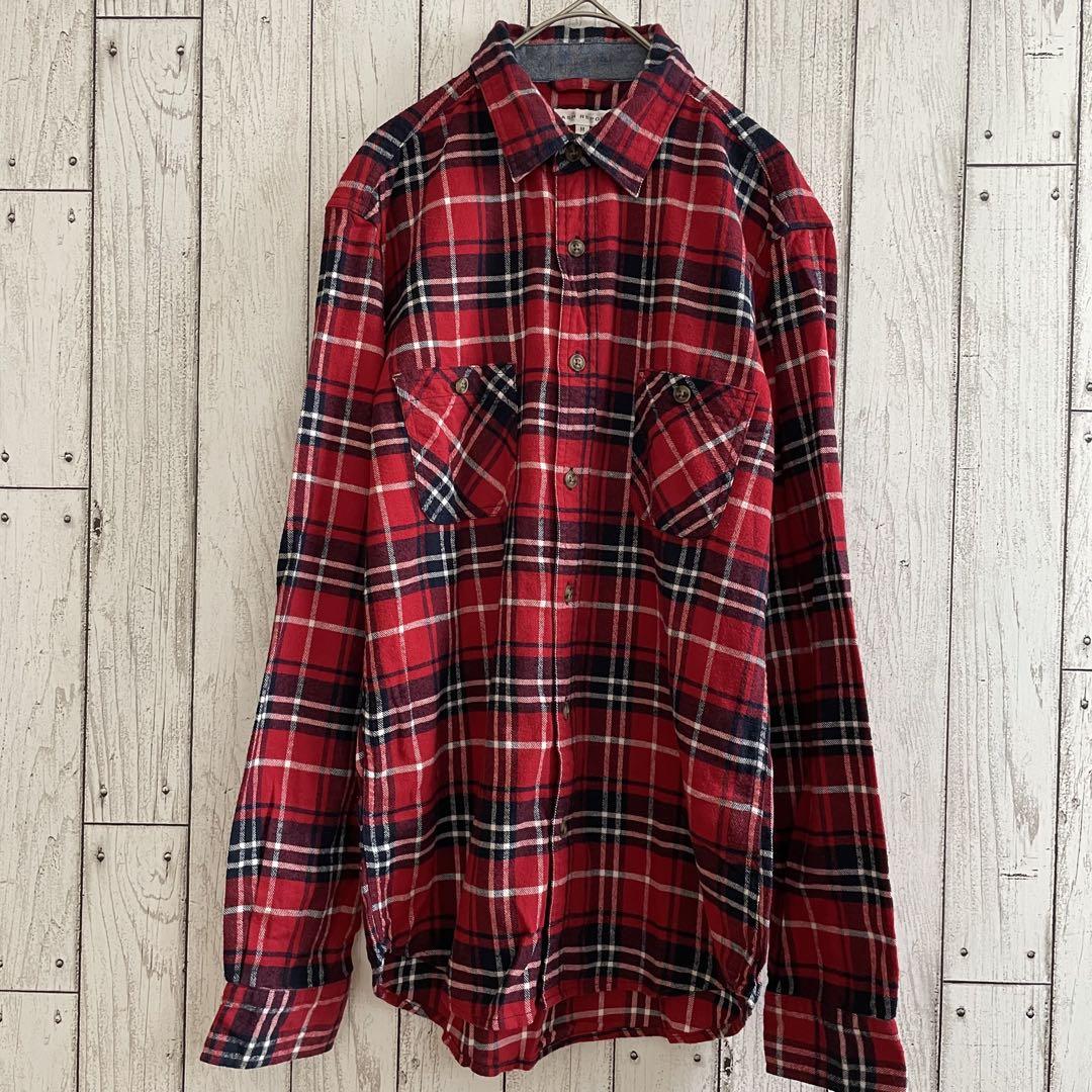 【美品】FLASH REPORT 長袖シャツ Mサイズ レッド チェック柄