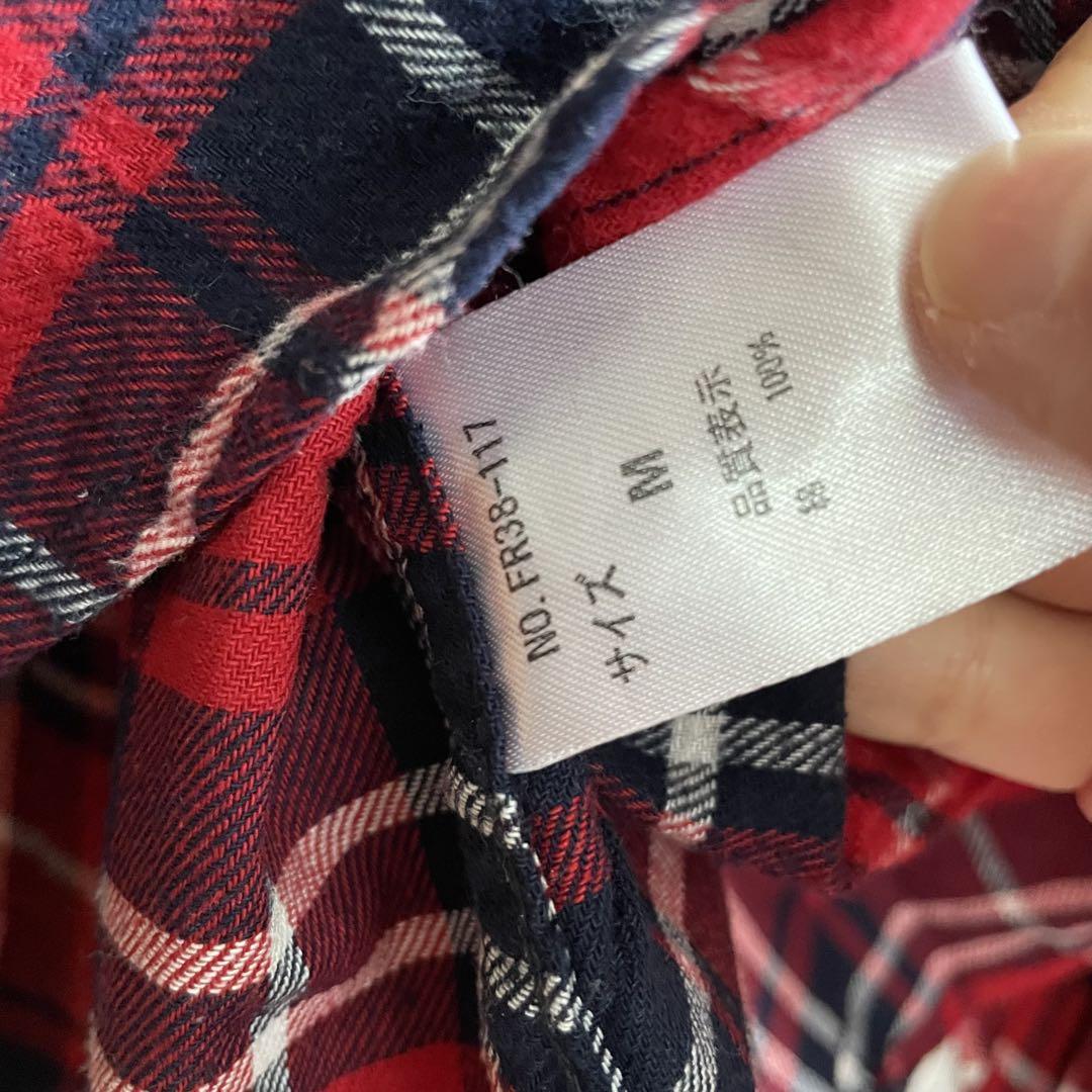 【美品】FLASH REPORT 長袖シャツ Mサイズ レッド チェック柄