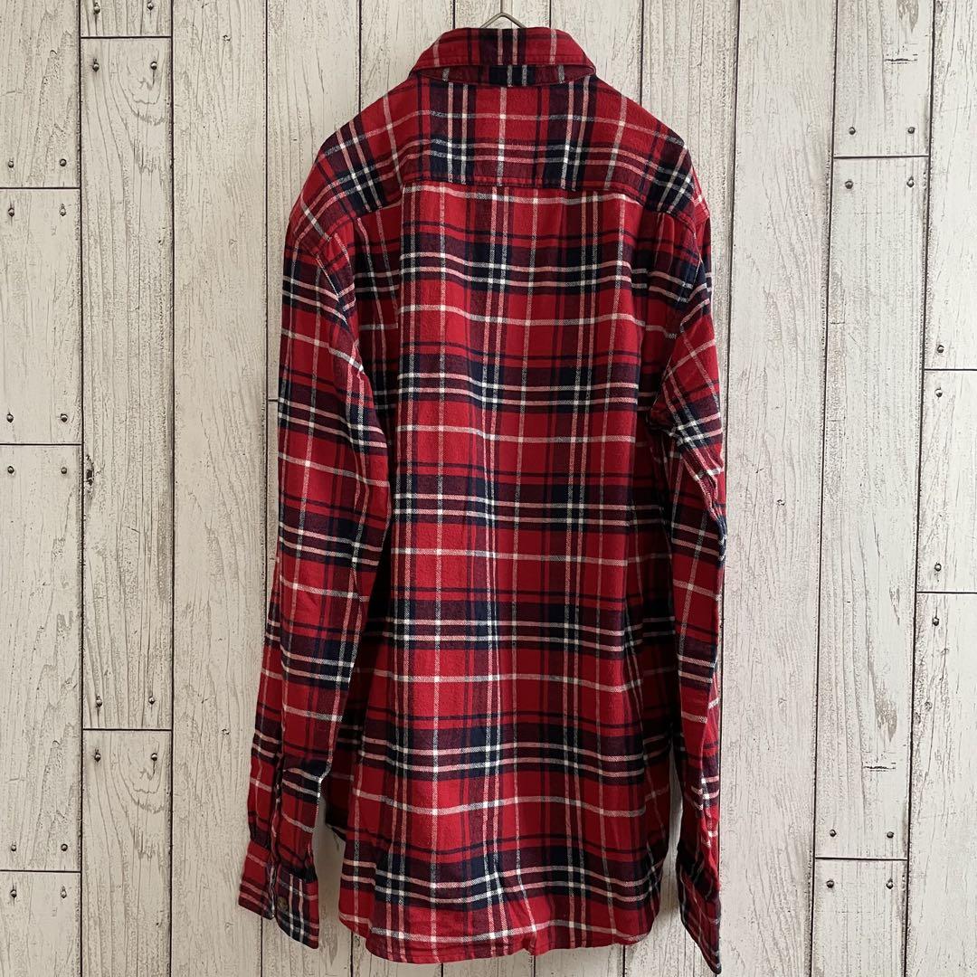 【美品】FLASH REPORT 長袖シャツ Mサイズ レッド チェック柄