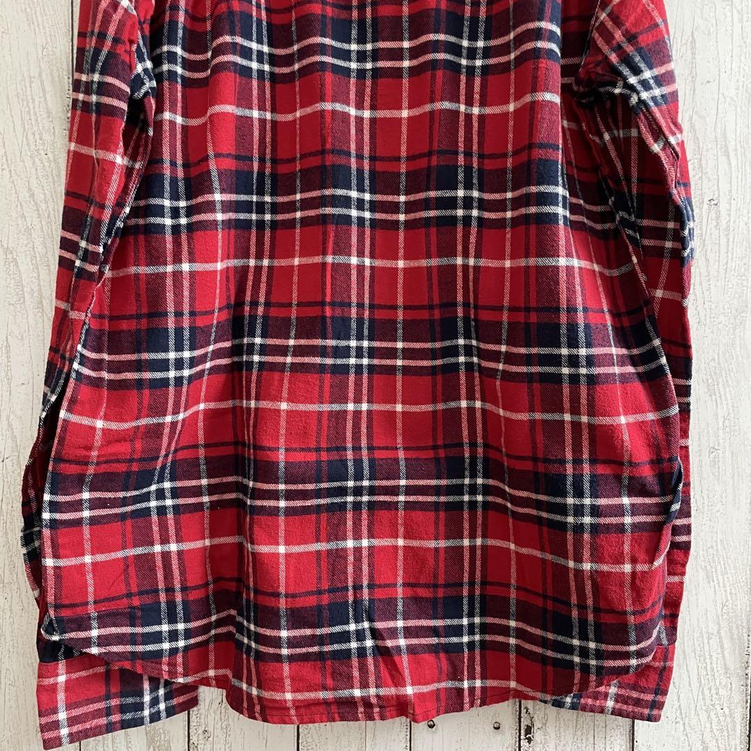 【美品】FLASH REPORT 長袖シャツ Mサイズ レッド チェック柄