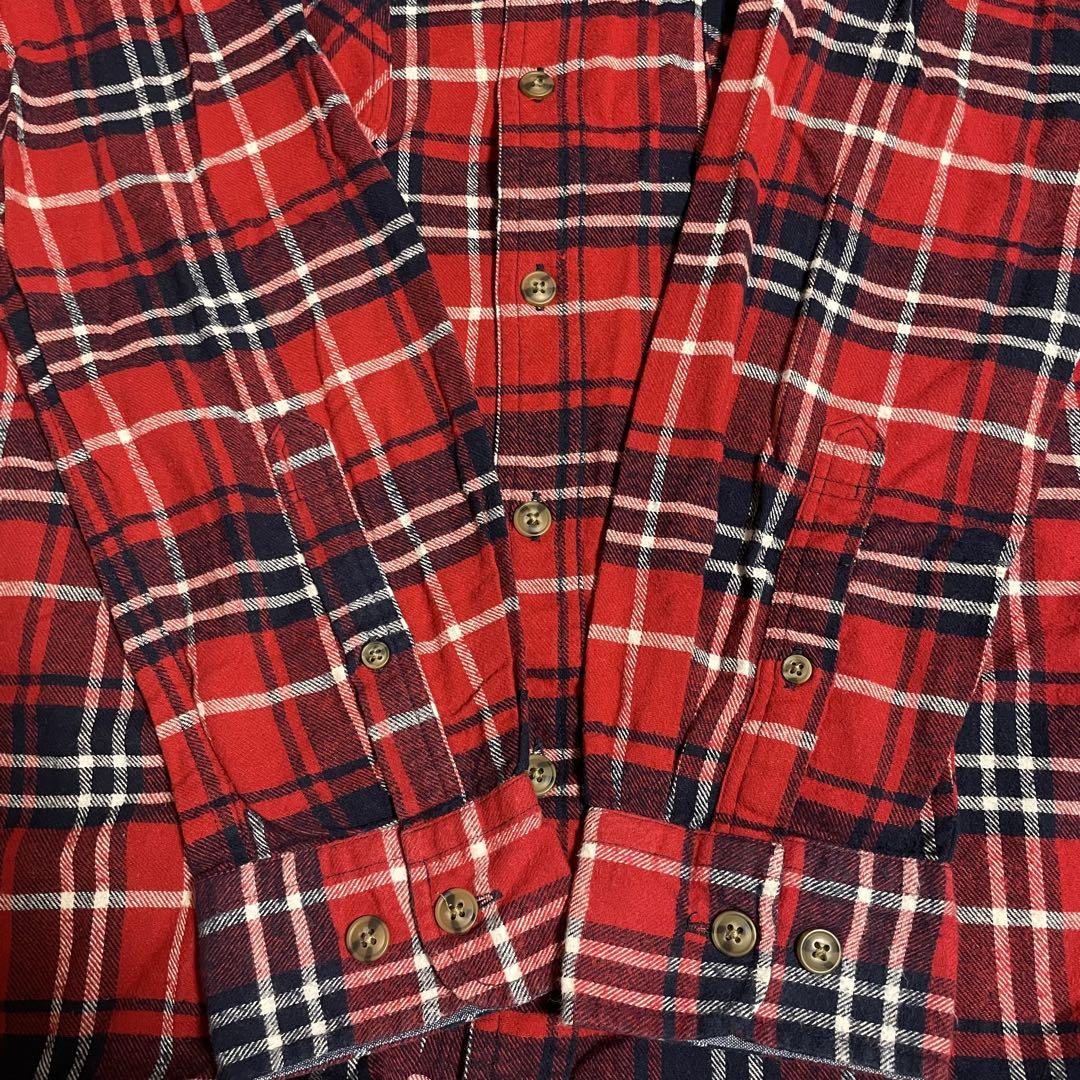 【美品】FLASH REPORT 長袖シャツ Mサイズ レッド チェック柄