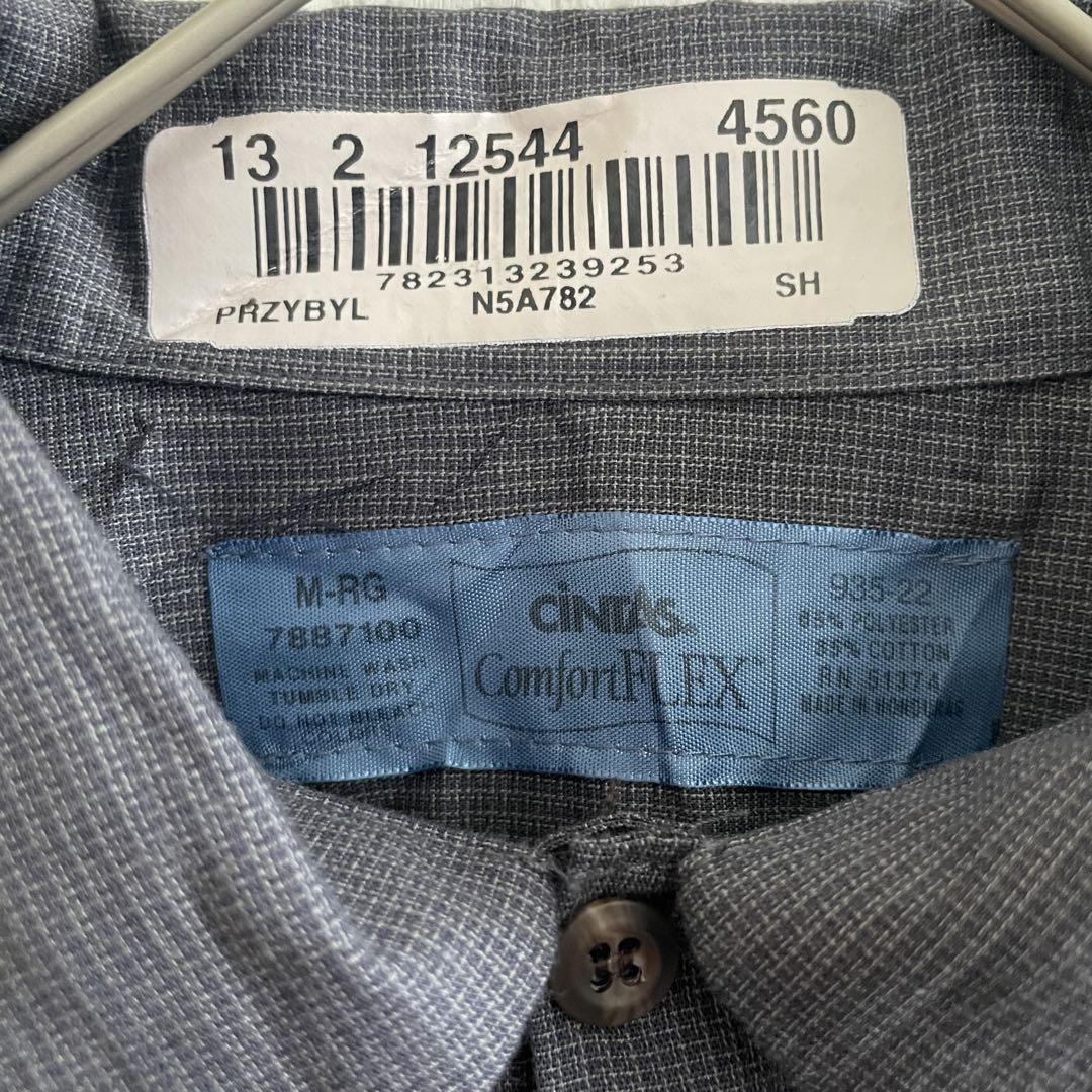 【美品】古着 CINTAS長袖ワークシャツ Mサイズ グレー チェック柄