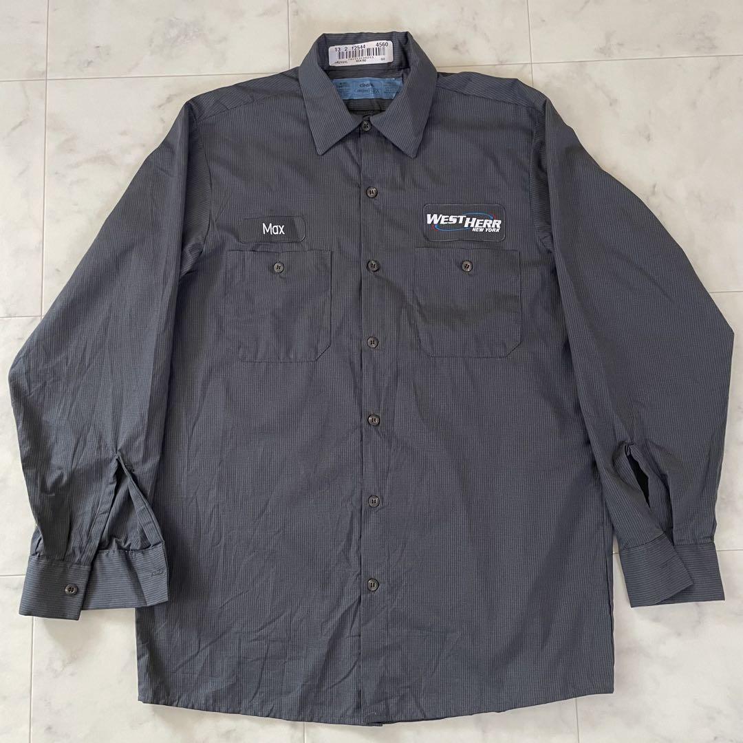 【美品】古着 CINTAS長袖ワークシャツ Mサイズ グレー チェック柄