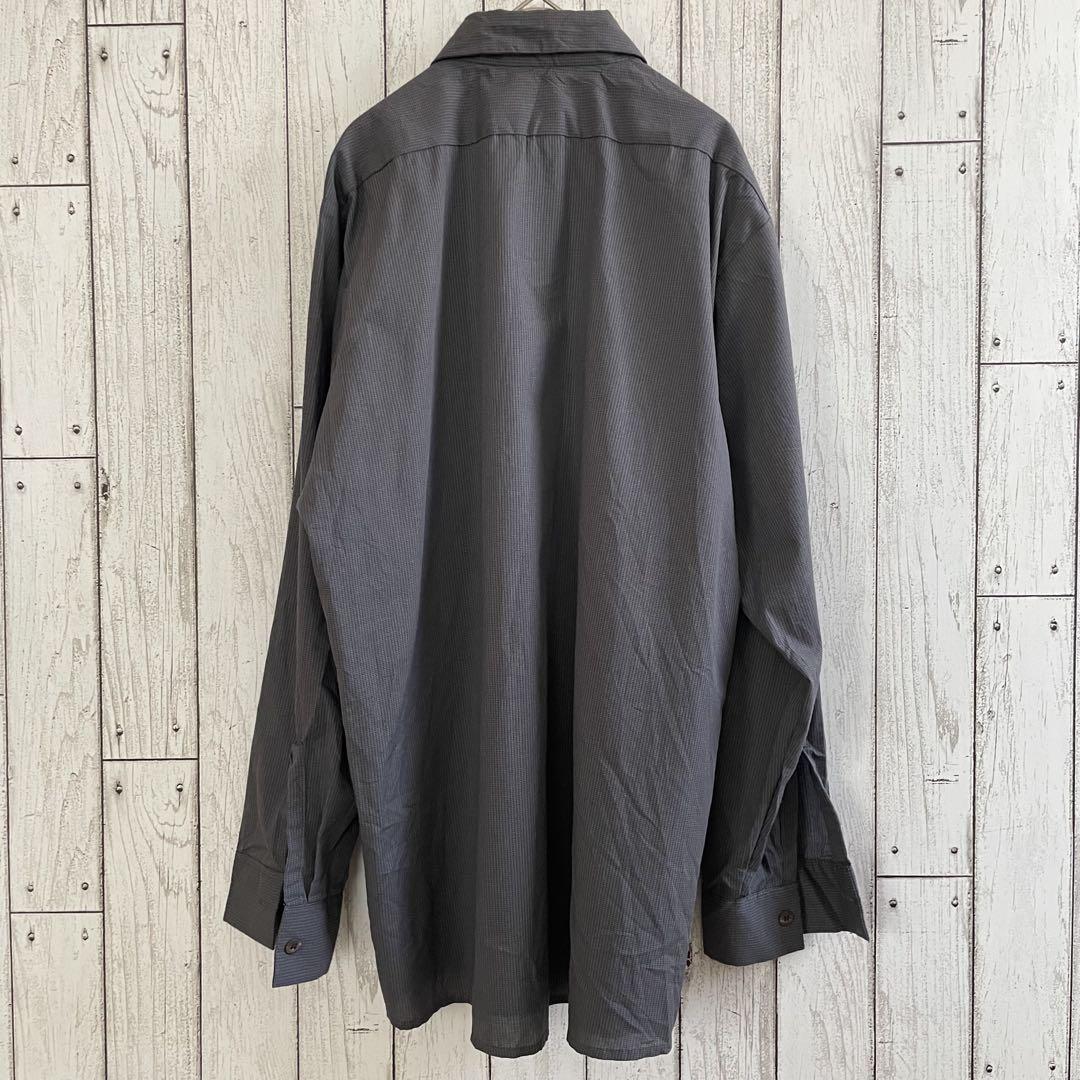 【美品】古着 CINTAS長袖ワークシャツ Mサイズ グレー チェック柄