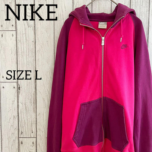【美品】NIKE ナイキ レディース ジップアップパーカー Lサイズ ピンク