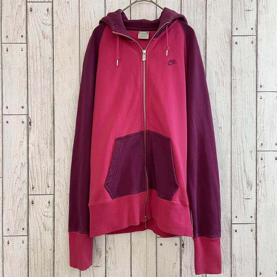 【美品】NIKE ナイキ レディース ジップアップパーカー Lサイズ ピンク