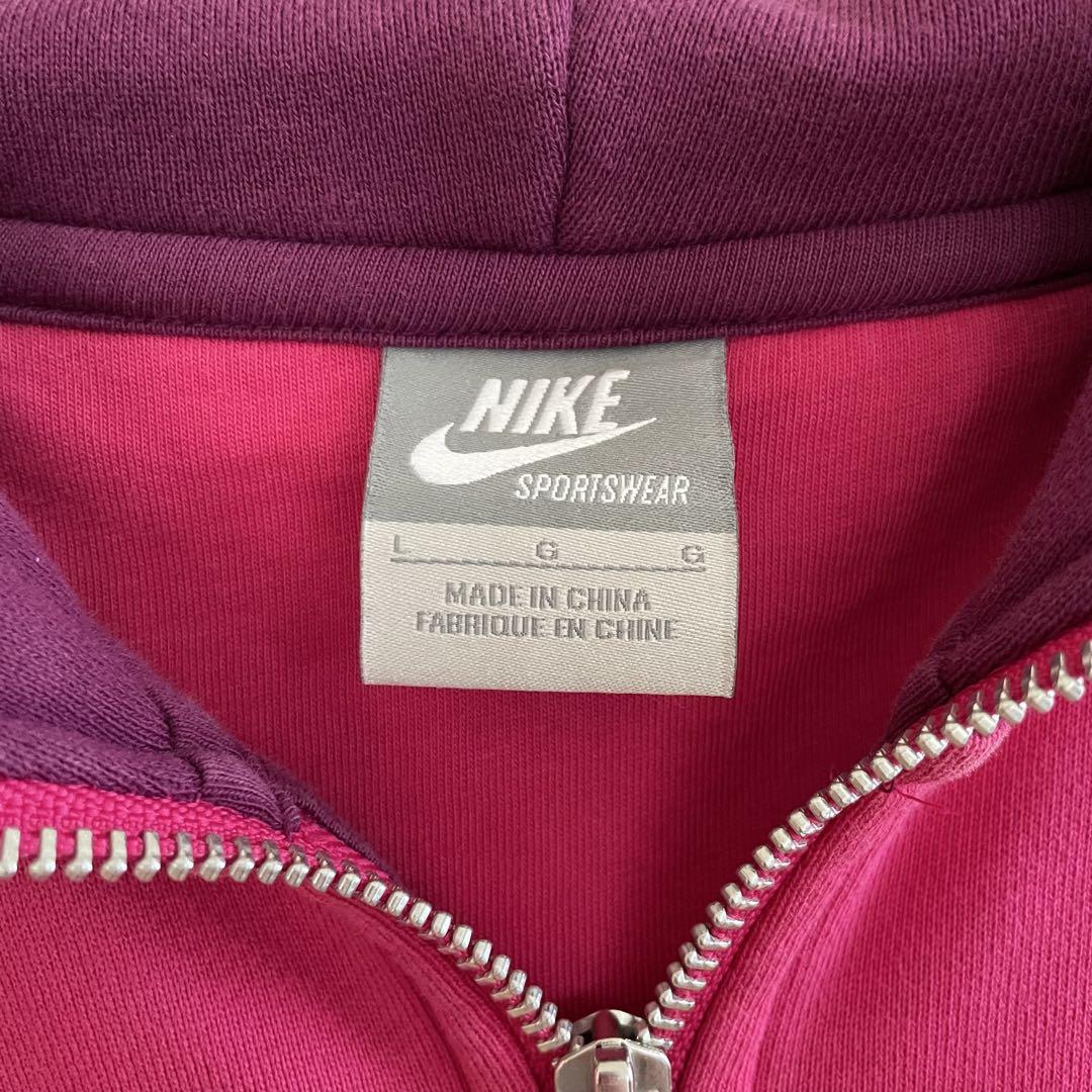 【美品】NIKE ナイキ レディース ジップアップパーカー Lサイズ ピンク