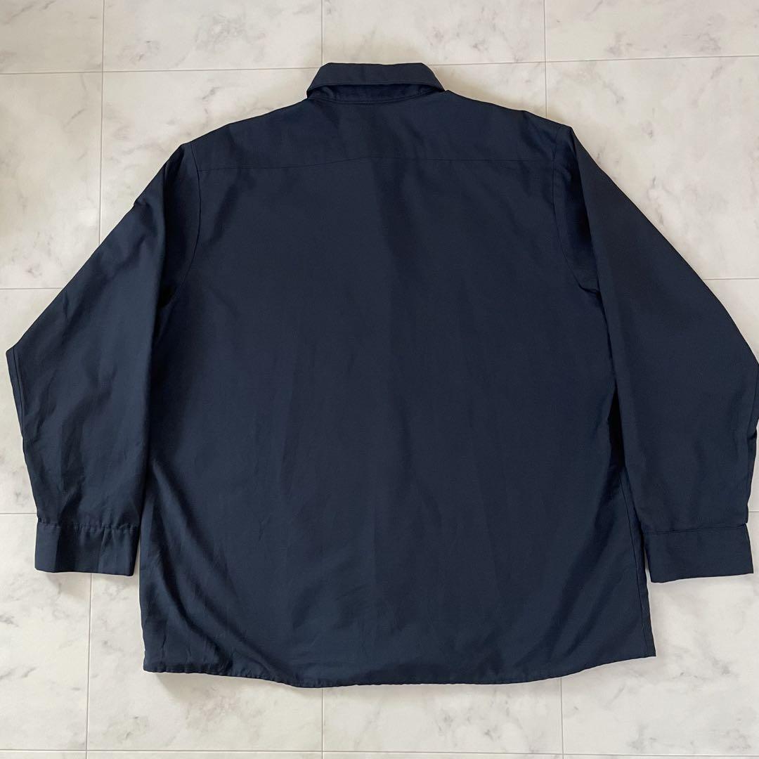 古着 UniWeave 長袖ワークシャツ 17.5-0.2サイズ ネイビー