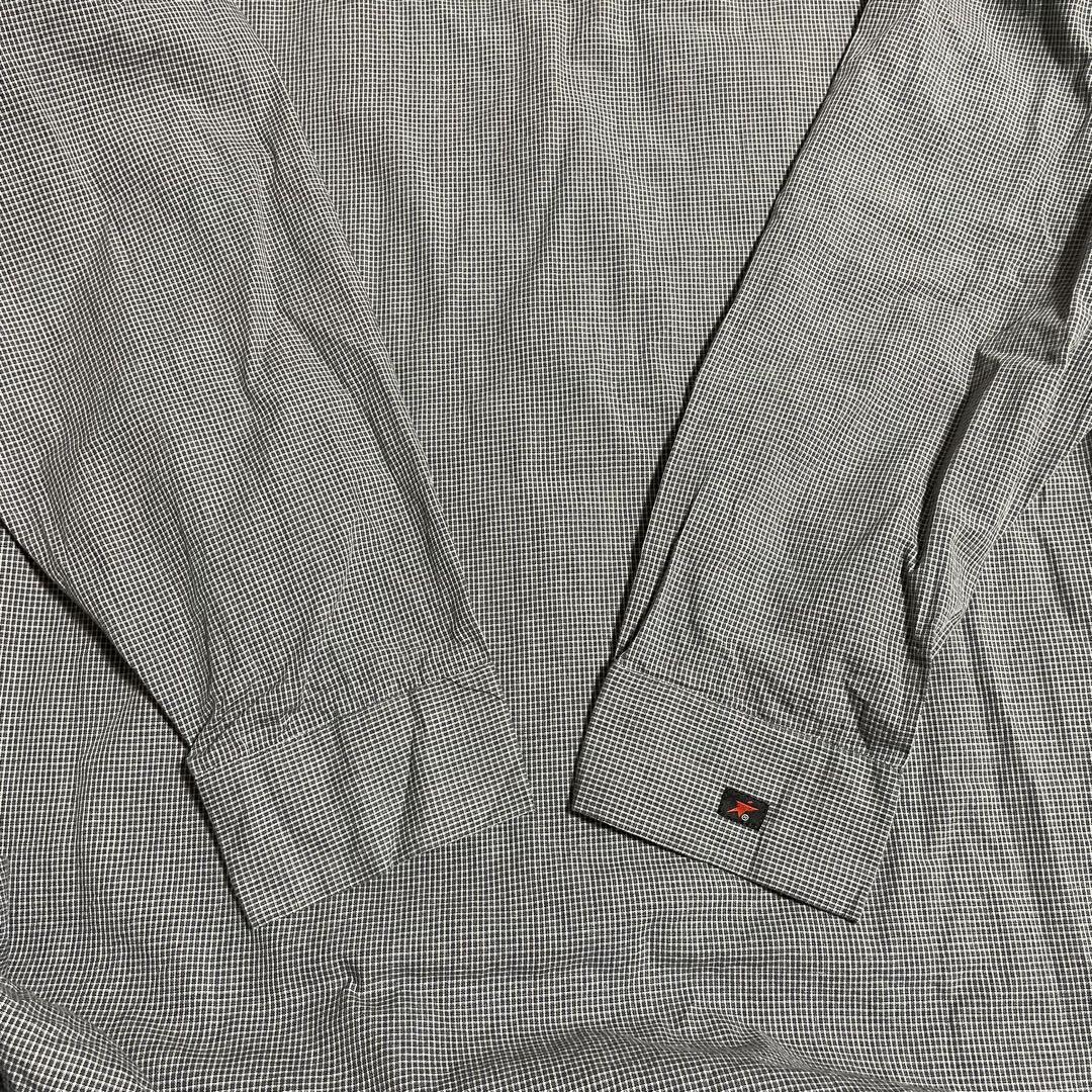 【美品】古着 ARAMARK 長袖ワークシャツ XLサイズ ブラック チェック柄