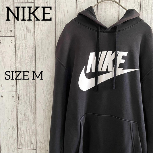 NIKE ナイキ フード付き長袖パーカー Mサイズ ブラック ビッグロゴ