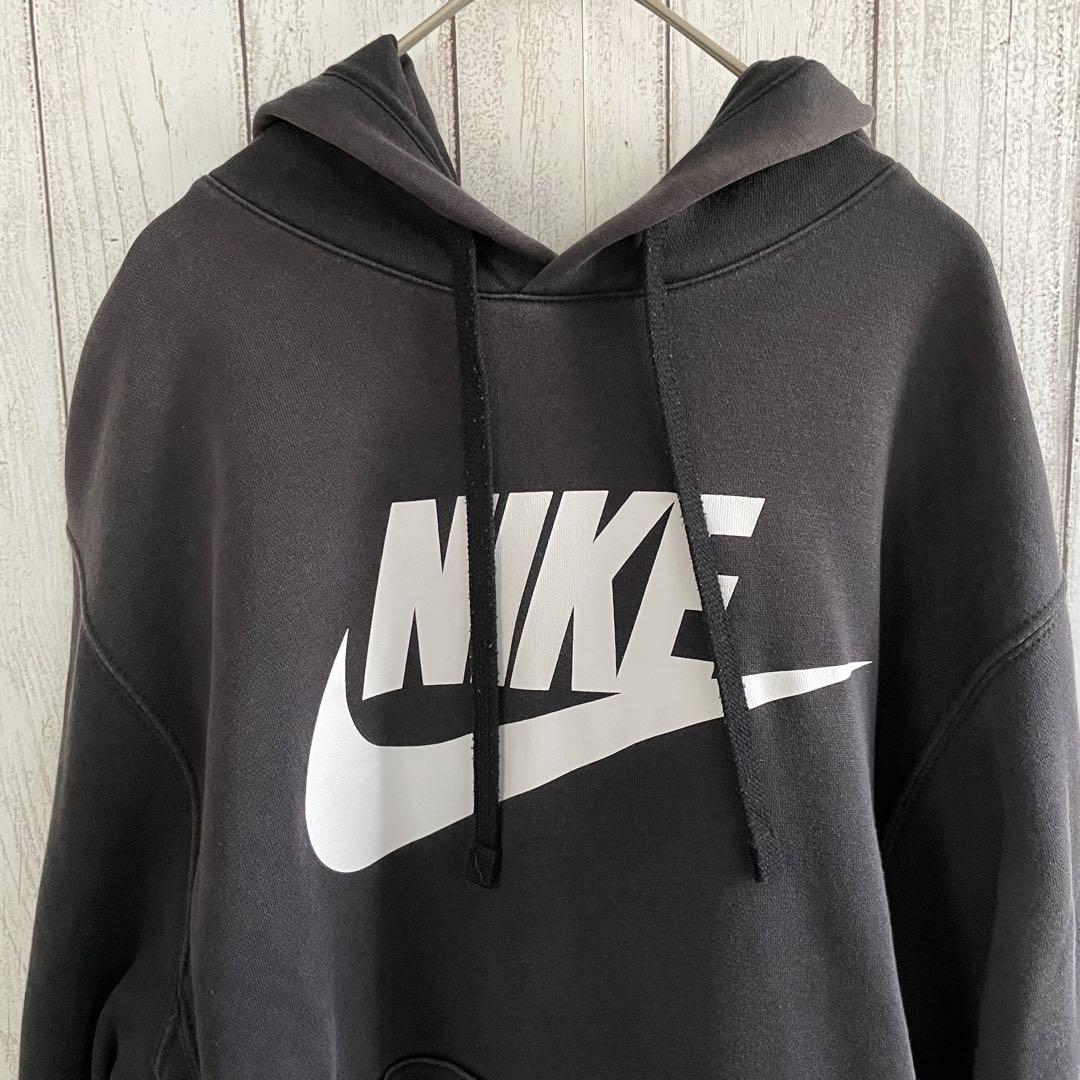 NIKE ナイキ フード付き長袖パーカー Mサイズ ブラック ビッグロゴ