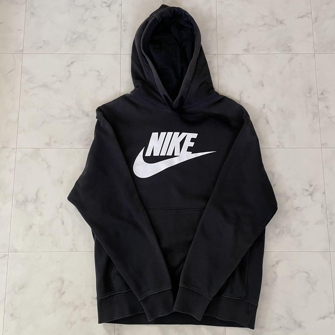 NIKE ナイキ フード付き長袖パーカー Mサイズ ブラック ビッグロゴ