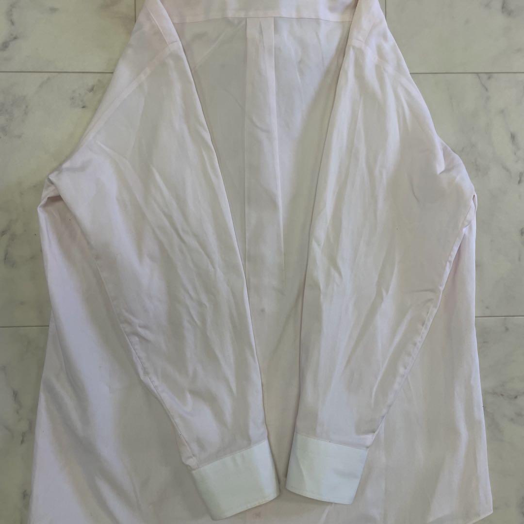古着 courrèges 長袖シャツ ワイシャツ 薄ピンク M相当（画像 11/17）