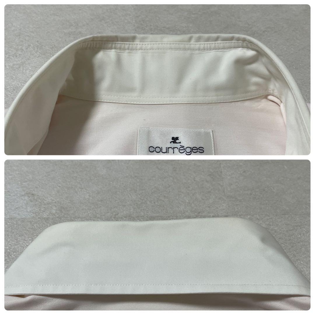 古着 courrèges 長袖シャツ ワイシャツ 薄ピンク M相当（画像 14/17）