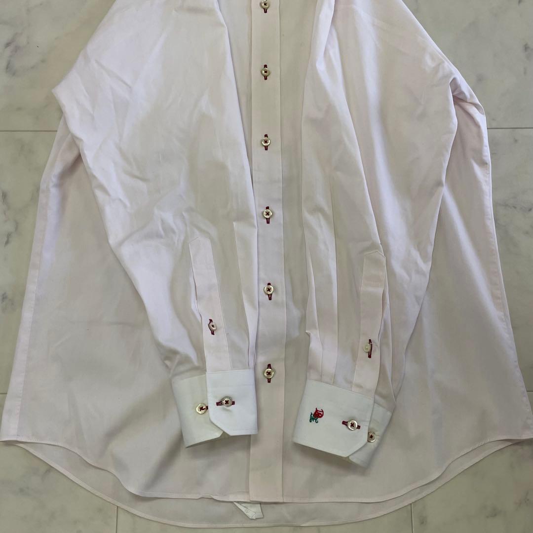 古着 courrèges 長袖シャツ ワイシャツ 薄ピンク M相当（画像 6/17）