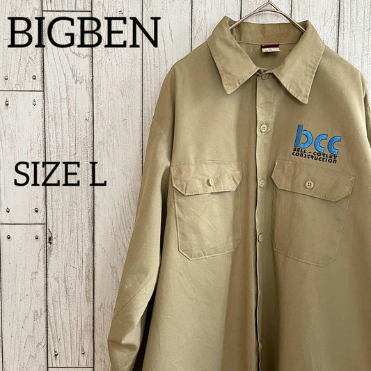 古着80s BIGBEN 長袖ワークシャツ Lサイズ ブラウン