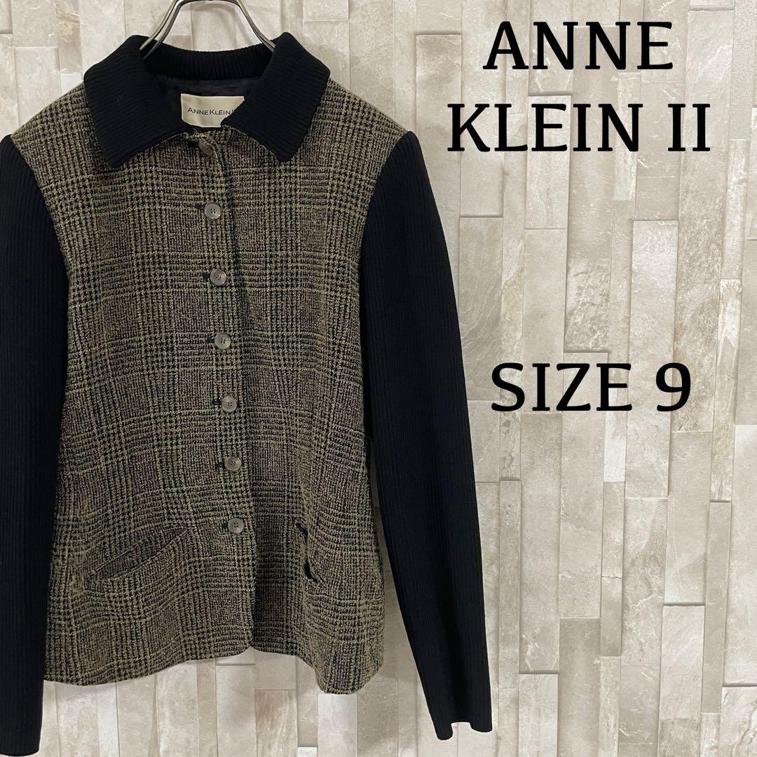 古着 ANNE KLEIN II ニット ジャケット M相当 切替デザイン（画像 1/17）
