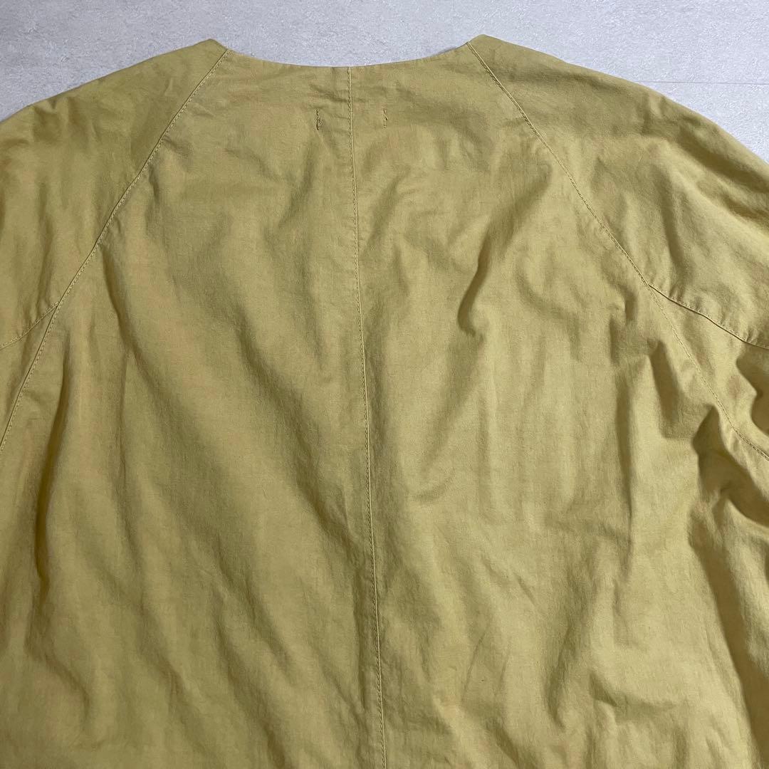 古着 Plantation ノーカラー ロングコート サイズM イエロー系（画像 16/20）