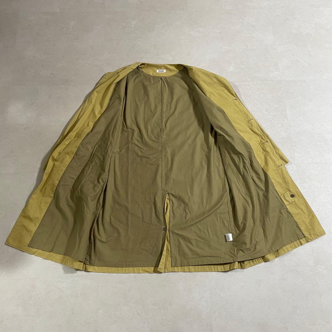 古着 Plantation ノーカラー ロングコート サイズM イエロー系（画像 4/20）