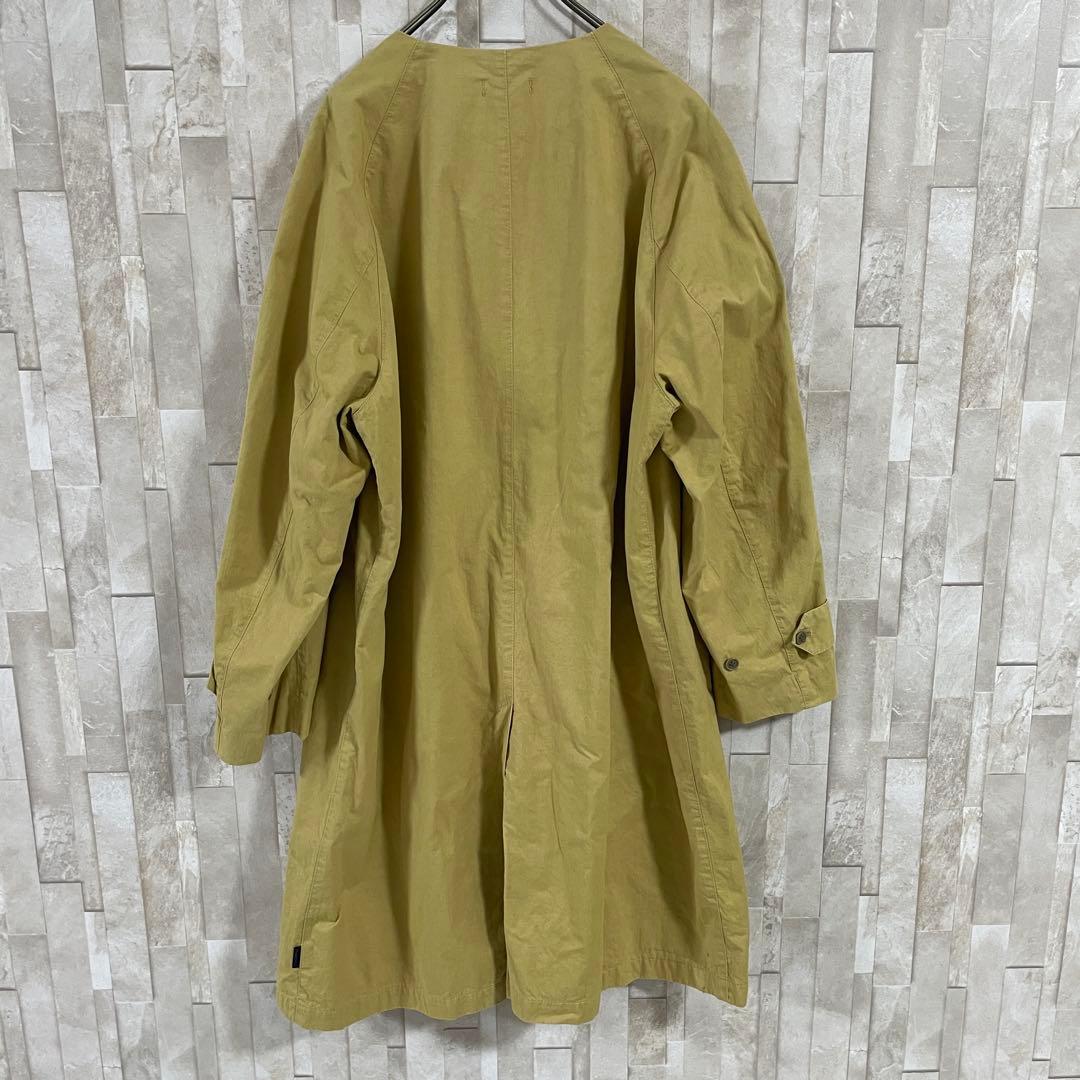 古着 Plantation ノーカラー ロングコート サイズM イエロー系（画像 5/20）