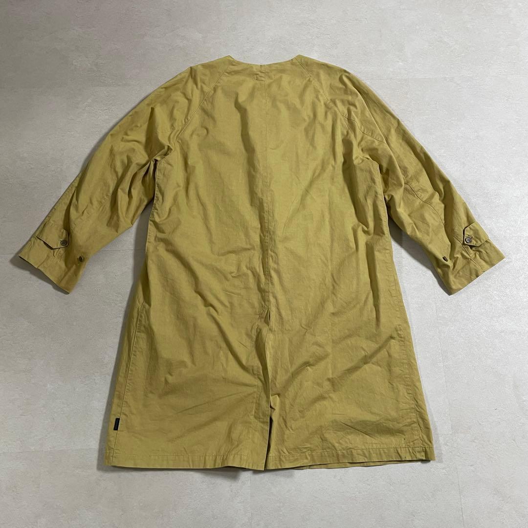 古着 Plantation ノーカラー ロングコート サイズM イエロー系（画像 6/20）