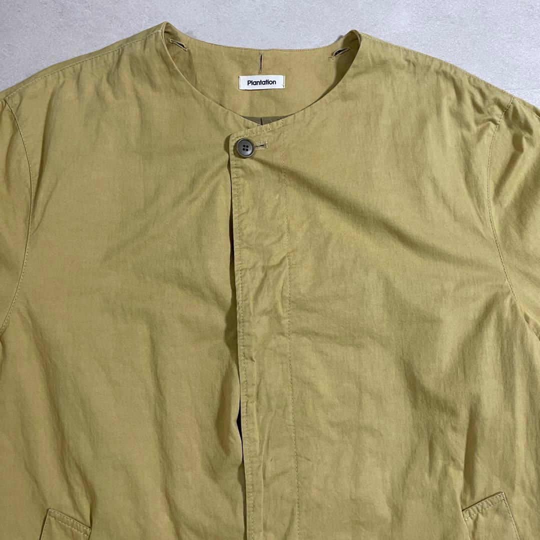 古着 Plantation ノーカラー ロングコート サイズM イエロー系（画像 7/20）