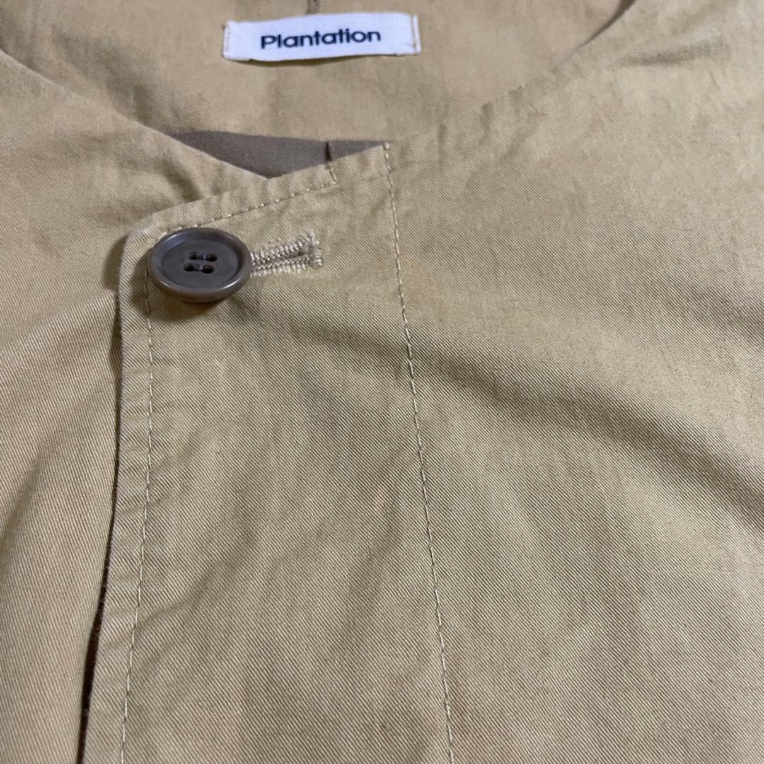 古着 Plantation ノーカラー ロングコート サイズM イエロー系（画像 8/20）
