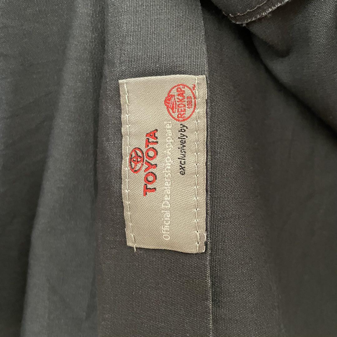 古着 RED KAP 長袖ワークシャツ Lサイズ グレー TOYOTA刺繍