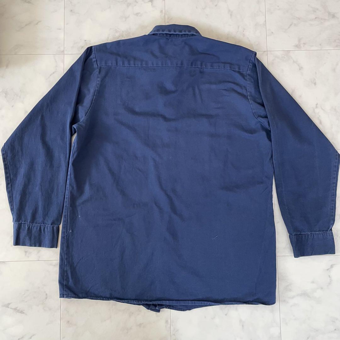 古着 RED KAP 長袖ワークシャツ Lサイズ ネイビー