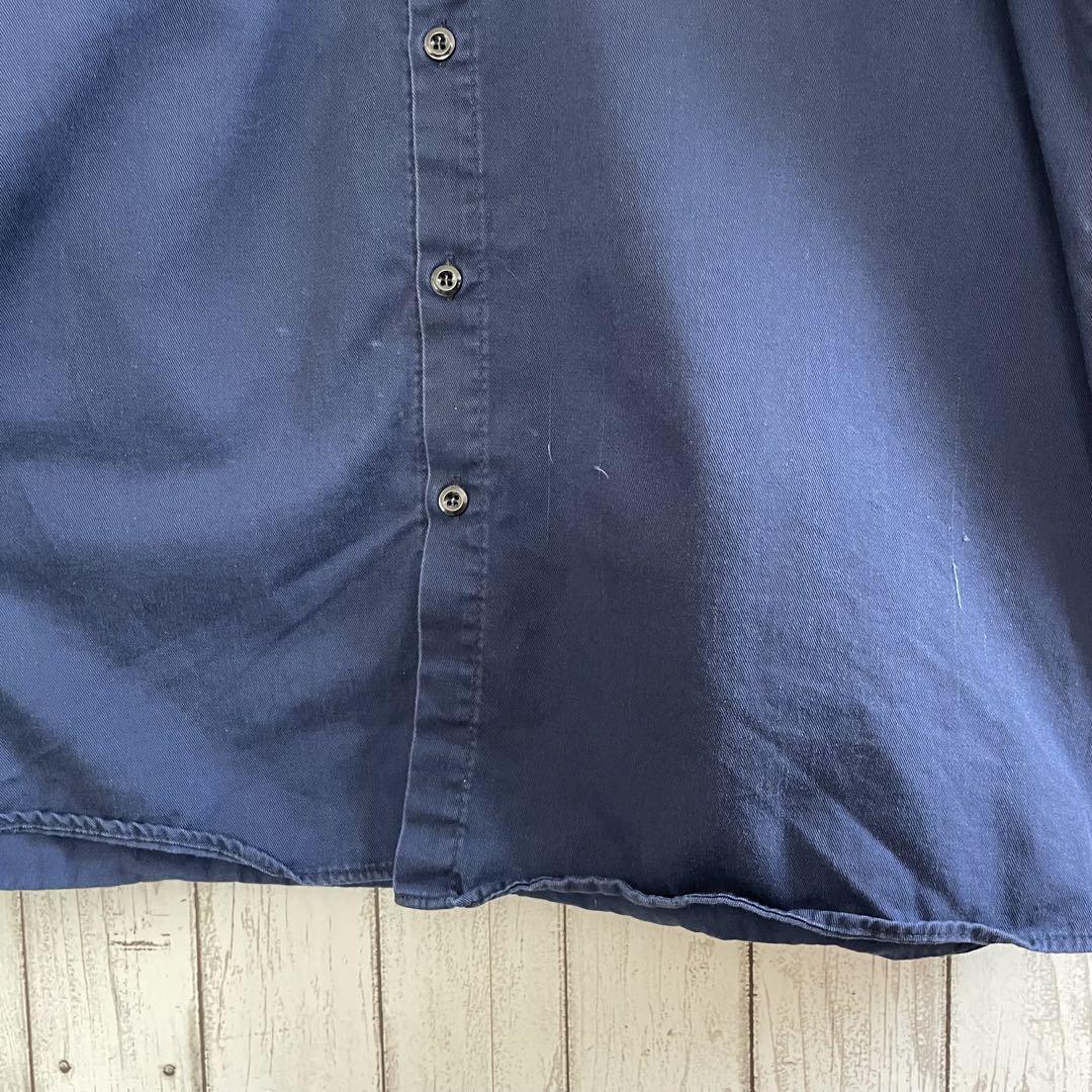 古着 RED KAP 長袖ワークシャツ Lサイズ ネイビー