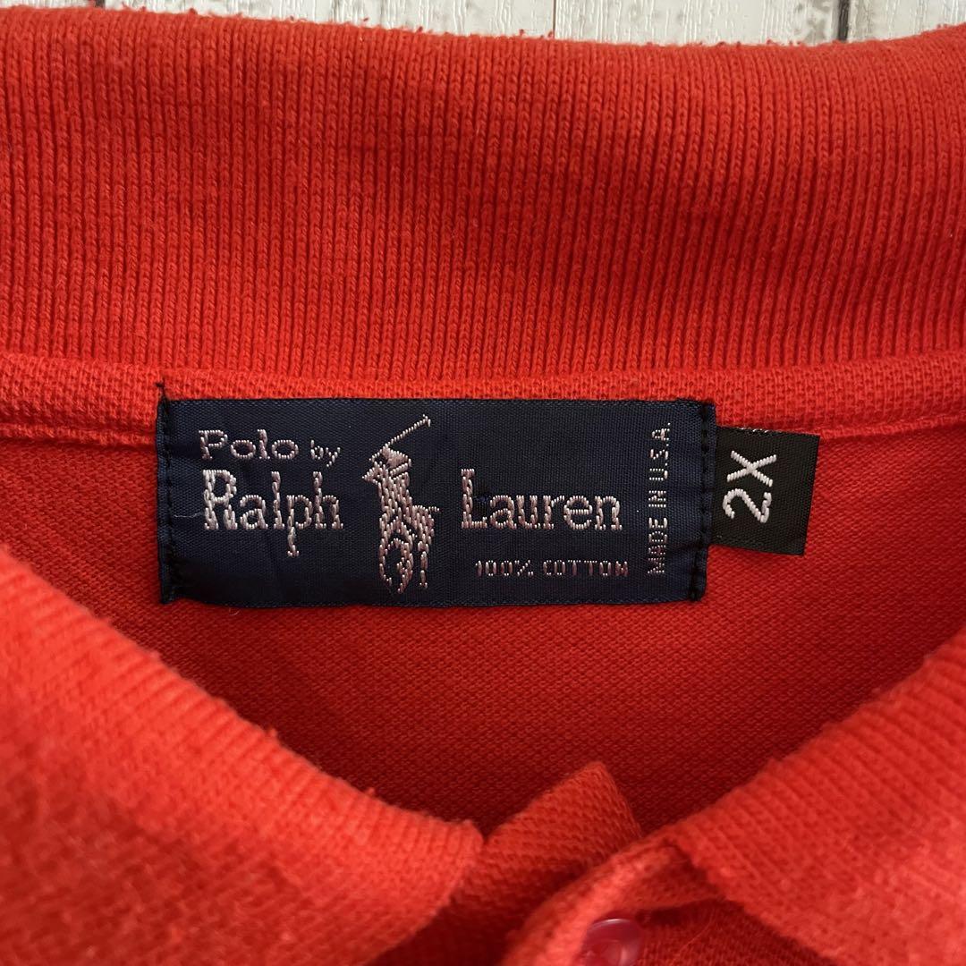 【美品】古着 90s ラルフローレン 半袖ポロシャツ 2XL レッド USA製