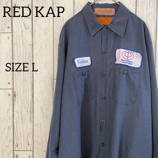 RED KAPレッドキャップ 長袖ワークシャツ メンズ Lサイズ ネイビー