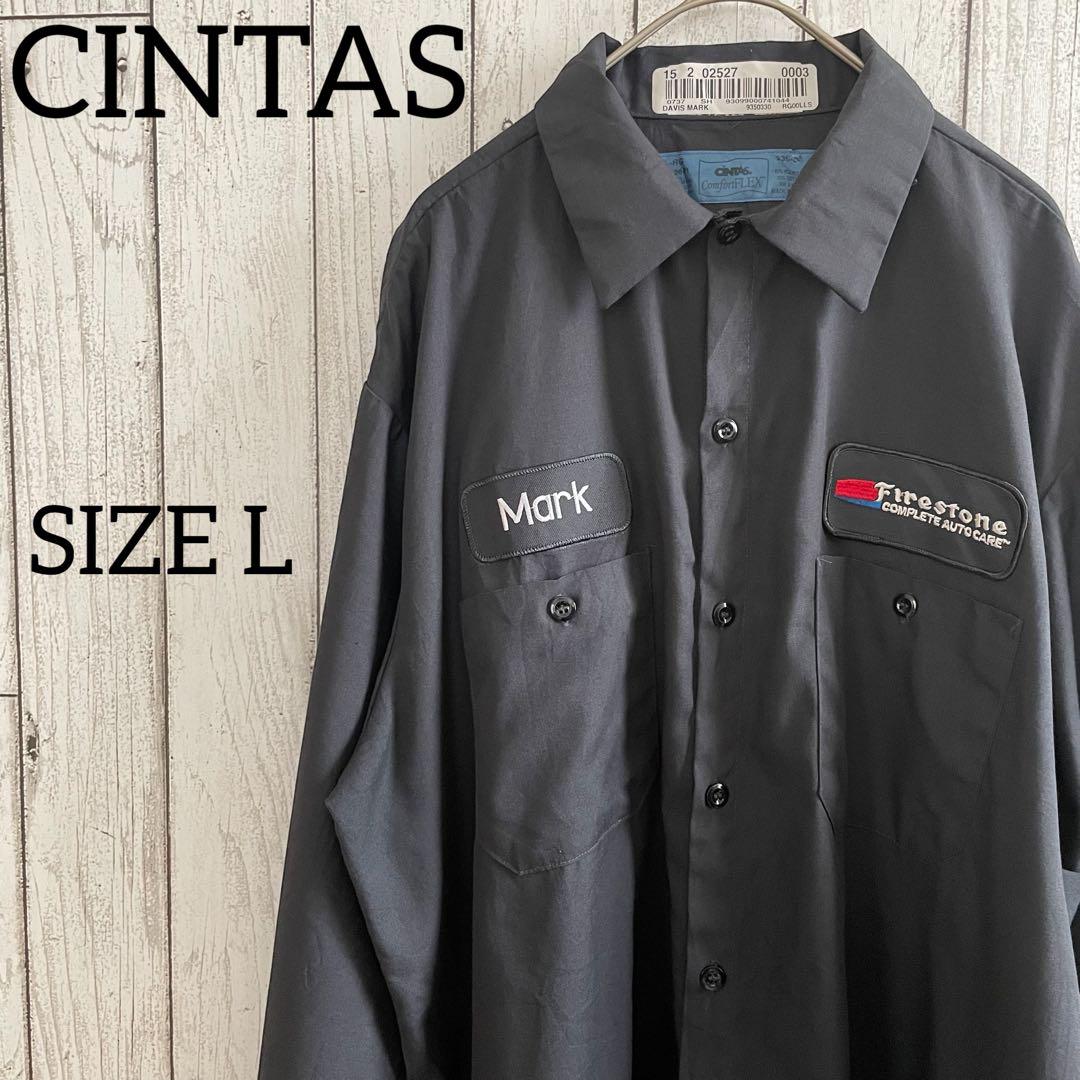 【美品】古着 CINTAS 長袖ワークシャツ Lサイズ ダークグレー