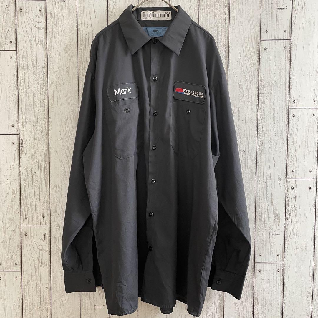 【美品】古着 CINTAS 長袖ワークシャツ Lサイズ ダークグレー