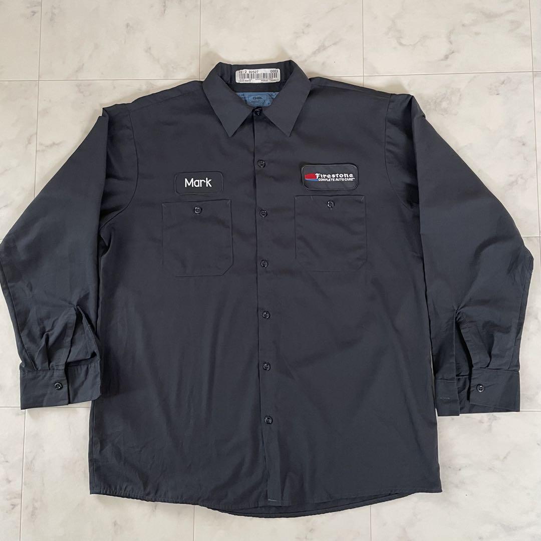 【美品】古着 CINTAS 長袖ワークシャツ Lサイズ ダークグレー