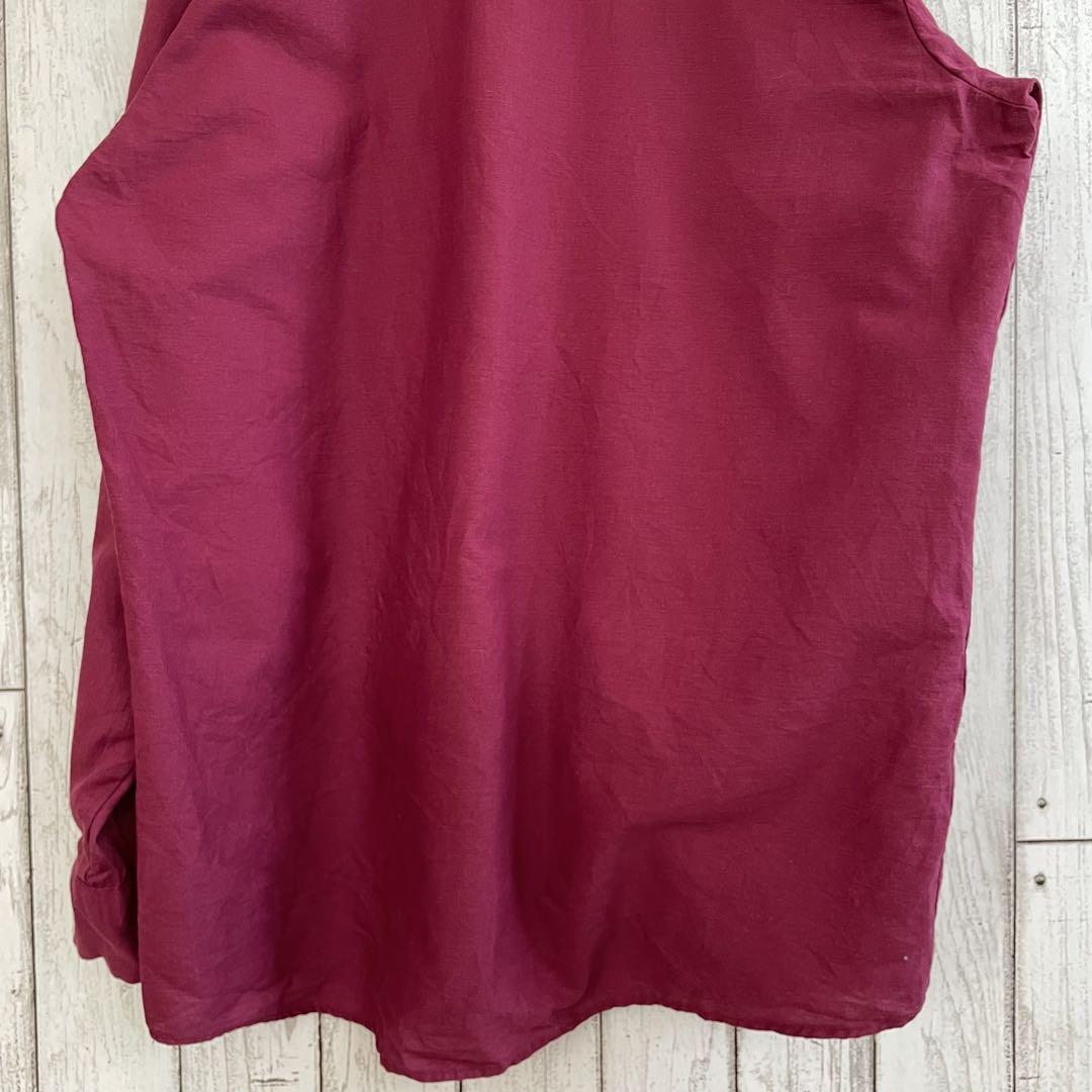 古着 UniWeave メンズ 長袖ワークシャツ Mサイズ ワインレッド