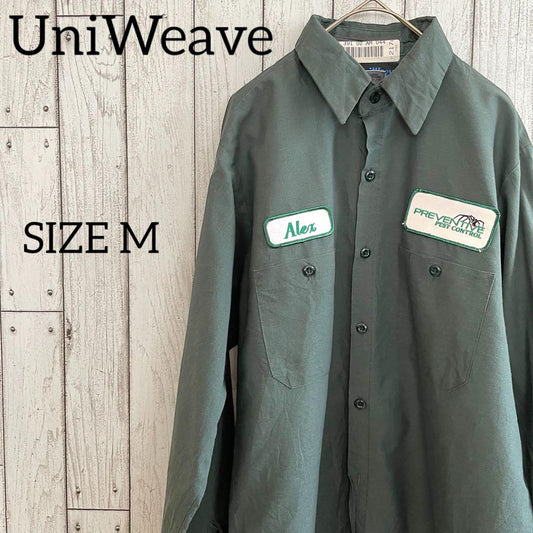 【美品】UniWeave 長袖ワークシャツ Mサイズ ダークグリーン