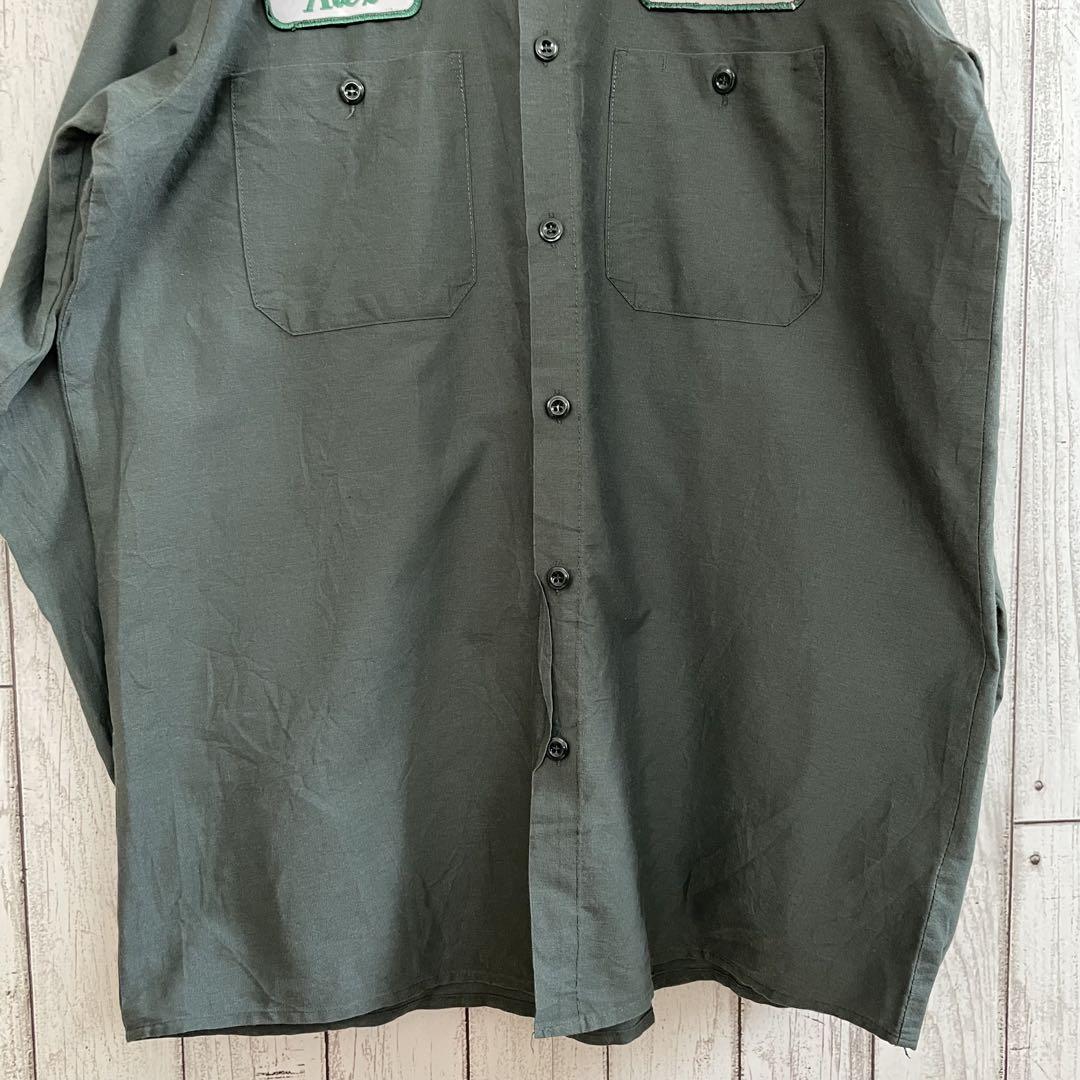 【美品】UniWeave 長袖ワークシャツ Mサイズ ダークグリーン